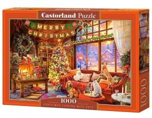 PUZZLE 1000 CHRISTMAS EVENING WITH PETS CASTOR