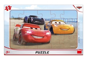 PUZZLE 15 RAMKOWE AUTA CARS WYŚCIG, DINO TOYS