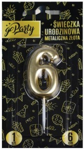 ŚWIECZKA URODZINOWA 6 METALICZNA ZŁOTA