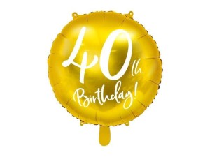 BALON FOLIOWY 40TH BIRTHDAY 45CM ZŁOTY