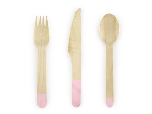 SZTUĆCE DREWNIANE RÓŻOWE 16CM 18SZT