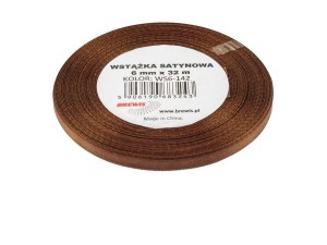 WSTĄŻKA SATYNOWA BRĄZOWA 6MMX32M 2SZT