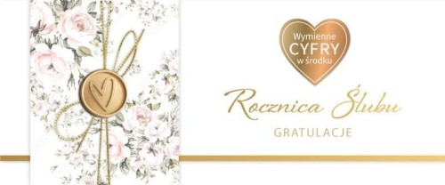 Karnet Rocznica Ślubu wymienne cyfry