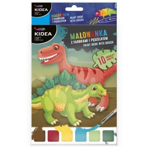 MALOWANKA Z FARBKAMI I PĘDZELKIEM DINOZAURY KIDEA