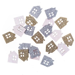 DREWNIANE BROKATOWE DOMKI 1,7X2,2CM 21SZT