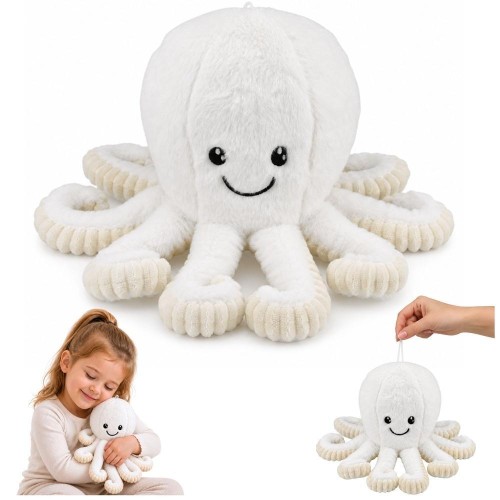 Maskotka ośmiornica biała 30cm, Leantoys