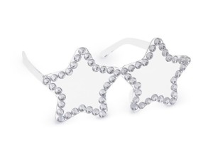 OKULARY GWIAZDY Z DIAMENCIKAMI SREBRNY 14,5X7CM