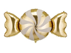 BALON FOLIOWY CUKIEREK BEŻOWO-ZŁOTY 113X54CM