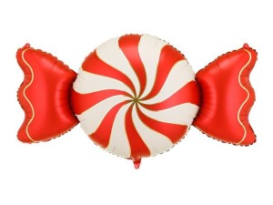 BALON FOLIOWY CUKIEREK BEŻOWO-CZERWONY 113X54CM