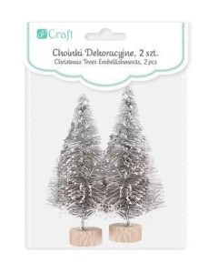 CHOINKA DEKORACYJNA SREBRNA 8CM 2SZT