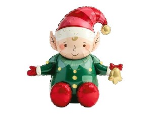 BALON FOLIOWY ELF ZIELONO-CZERWONY 89X92CM