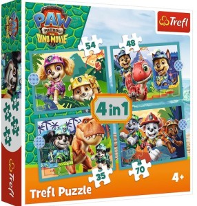 PUZZLE 4W1 HISTORIE Z WYSPY DINOZAURÓW TREFL