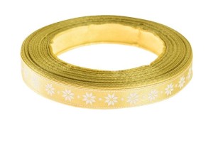 WSTĄŻKA SATYNOWA Z MOTYWEM ŚWIĄTECZNYM 25MMX22M