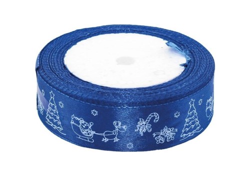 Wstążka satynowa z motywem świątecznym 25mmx22m