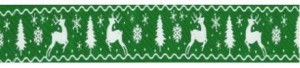 WSTĄŻKA SATYNOWA Z MOTYWEM ŚWIĄTECZNYM 25MMX22M