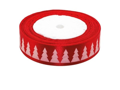 Wstążka satynowa z motywem świątecznym 25mmx22m
