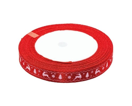 Wstążka satynowa z motywem świątecznym 25mmx22m