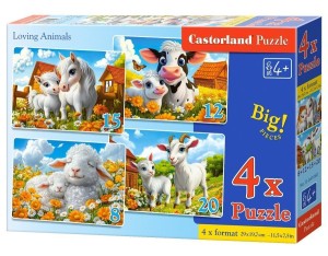 PUZZLE X 4 KONTUR LOVING ANIMALS CASTOR