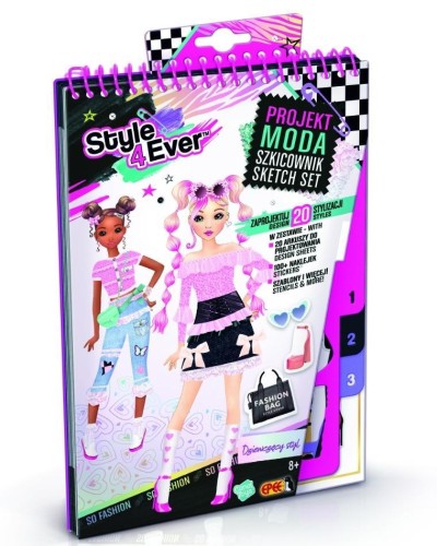 Projekt moda - Zestaw Szkicownik - Dziewczęcy styl