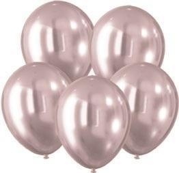 BALONY Z EFEKTEM CHROMU RÓŻOWE 30CM 5SZT