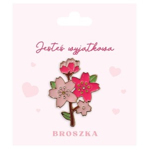 BROSZKA NA PREZENT Z CZTEREMA RÓŻOWYMI KWIATAMI