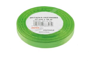 WSTĄŻKA SATYNOWA ZIELONA 12MMX32M