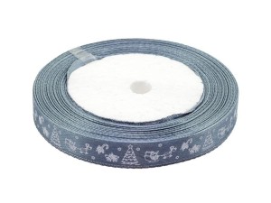 WSTĄŻKA SATYNOWA Z MOTYWEM ŚWIĄTECZNYM 12MMX22M