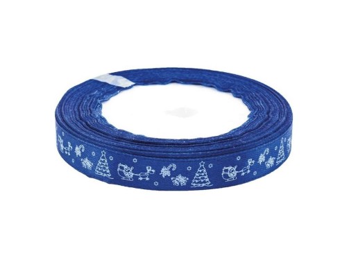 Wstążka satynowa z motywem świątecznym 12mmx22m
