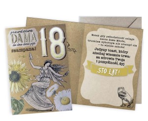 KARNET URODZINY VINTAGE 18 PRAWDZIWA DAMA