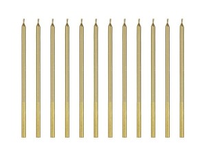 ŚWIECZKI URODZINOWE GŁADKIE ZŁOTE 14CM 12SZT