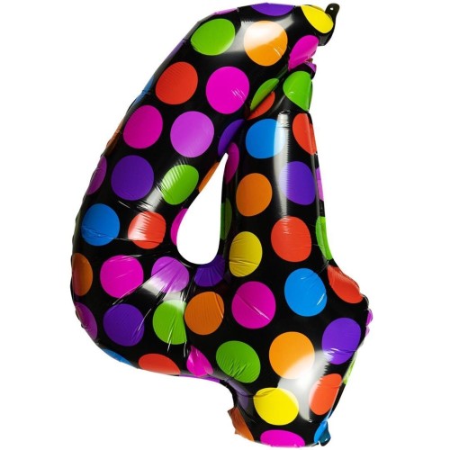 Balon foliowy cyferka 4 w kropki
