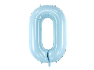 BALON FOLIOWY CYFRA 0 86CM JASNY NIEBIESKI