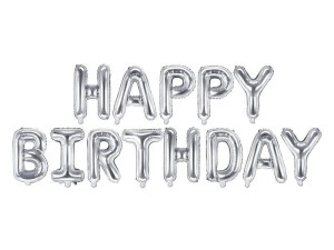 BALON FOLIOWY HAPPY BIRTHDAY 340X35CM SREBRNY
