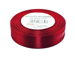WSTĄŻKA SATYNOWA BORDOWA 25MMX32M
