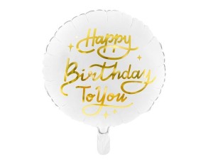 BALON FOLIOWY HAPPY BIRTHDAY TO YOU BIAŁY 35CM