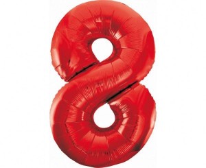 BALON FOLIOWY B&C CYFRA 8 CZERWONA 85CM