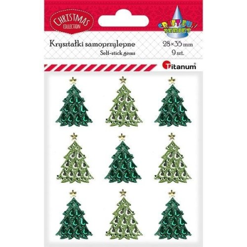 Kryształki samoprzylepne choinki 24x32mm 9szt