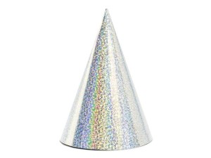 CZAPECZKI HOLOGRAFICZNE SREBRNE 16CM 6SZT