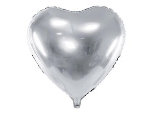 BALON FOLIOWY SERCE SREBRNY 45CM