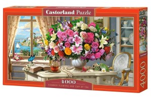 PUZZLE 4000 SUMMER FLOWERS AND CUP OF TEA CASTOR