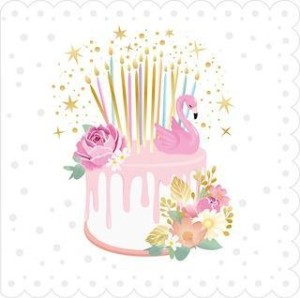 KARNET URODZINY - LACE FLAMINGO CAKE