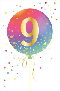 KARNET URODZINY - AGE BALLOON 9