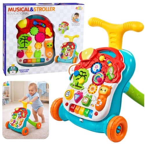 Chodzik pchacz stolik interaktywny 5w1, Leantoys