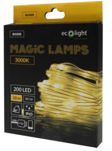MAGICZNE LAMPKI 200 LED 3000K 20M DC5V