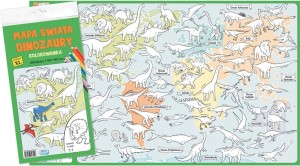 MAPA ŚWIATA. DINOZAURY. KOLOROWANKA XL - KOLOR