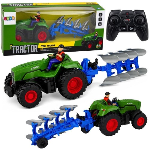 Traktor z pługiem i rolnikiem R/C 1:24, Leantoys