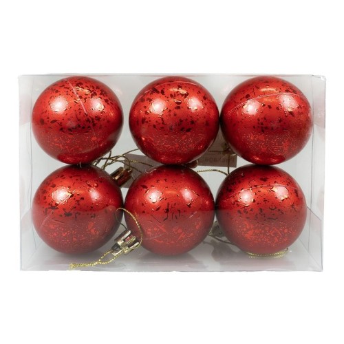 Bombki z efektem rosy czerwone 6szt