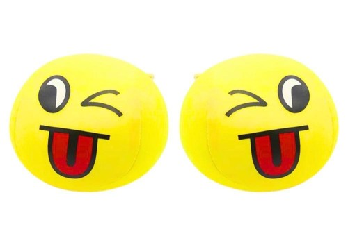 Miękka piłka buźka emoji żółta 9 cm, Leantoys