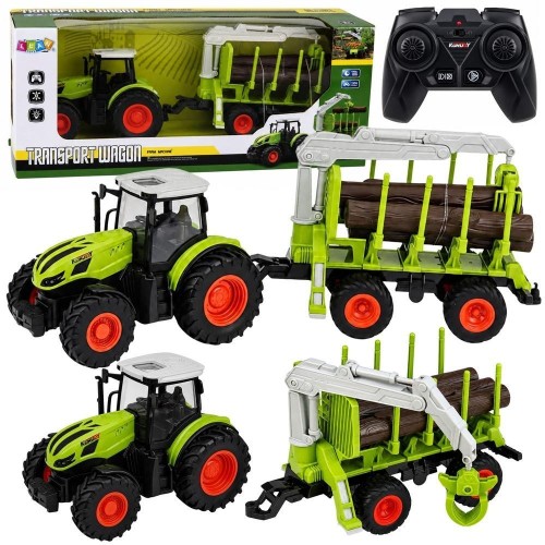 Traktor z przyczepą i chwytakiem do drewna R/C