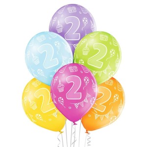 BALONY 2 URODZINY 30CM 6SZT